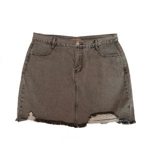 Distressed Denim Mini Skirt